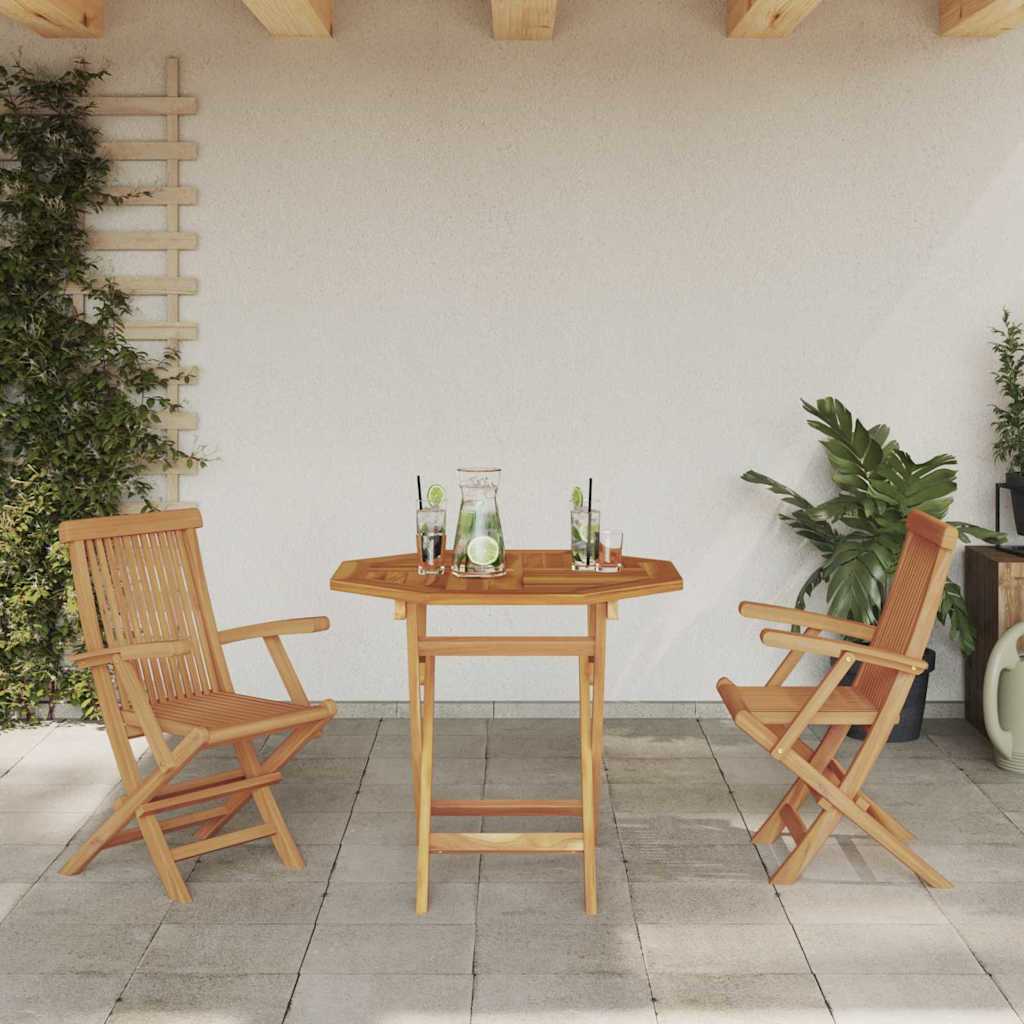 Garden Dining Set 3 pcs Brown Solid teak wood