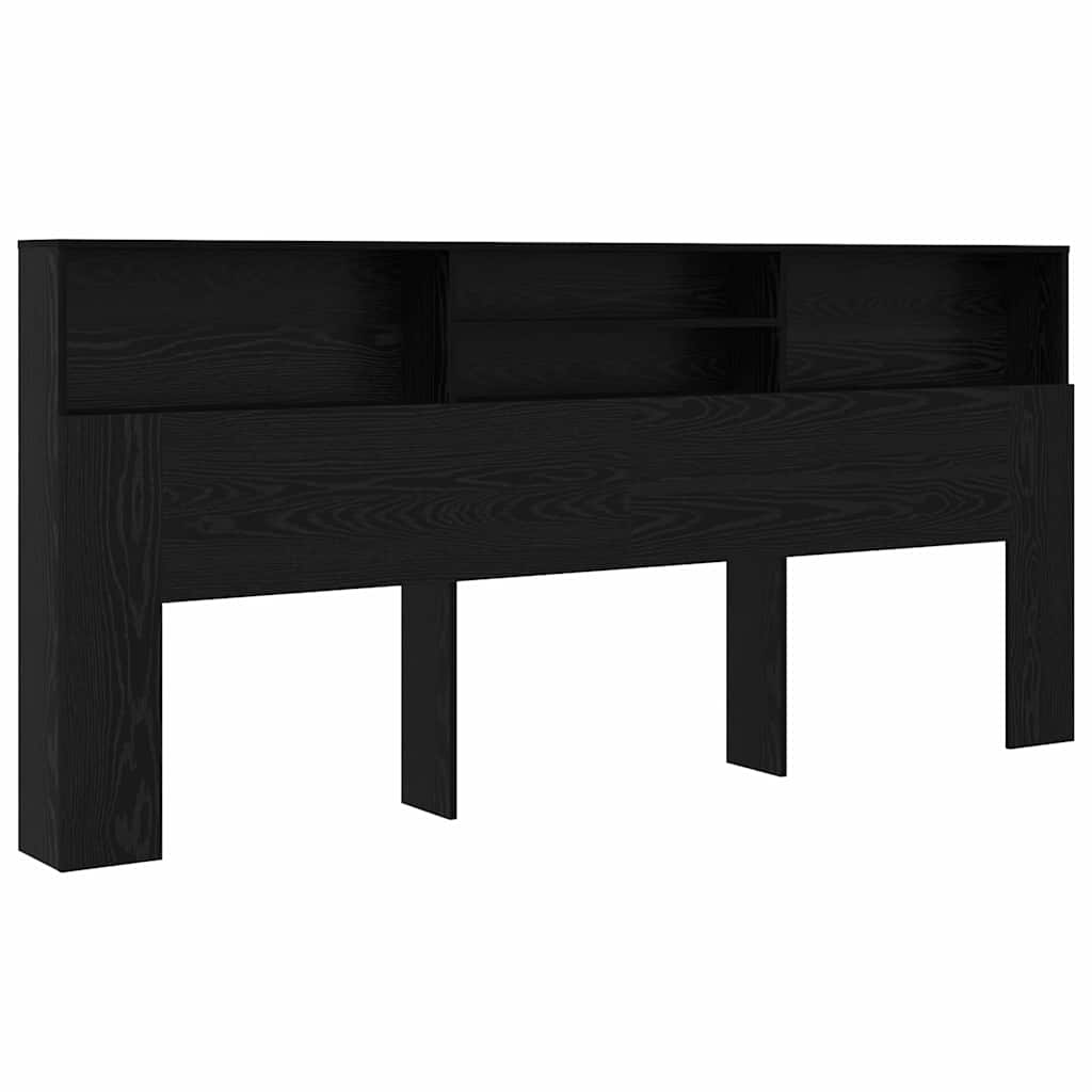 Headboard Cabinet Black Oak 220 x 19 x 101,5 cm Engineered Wood