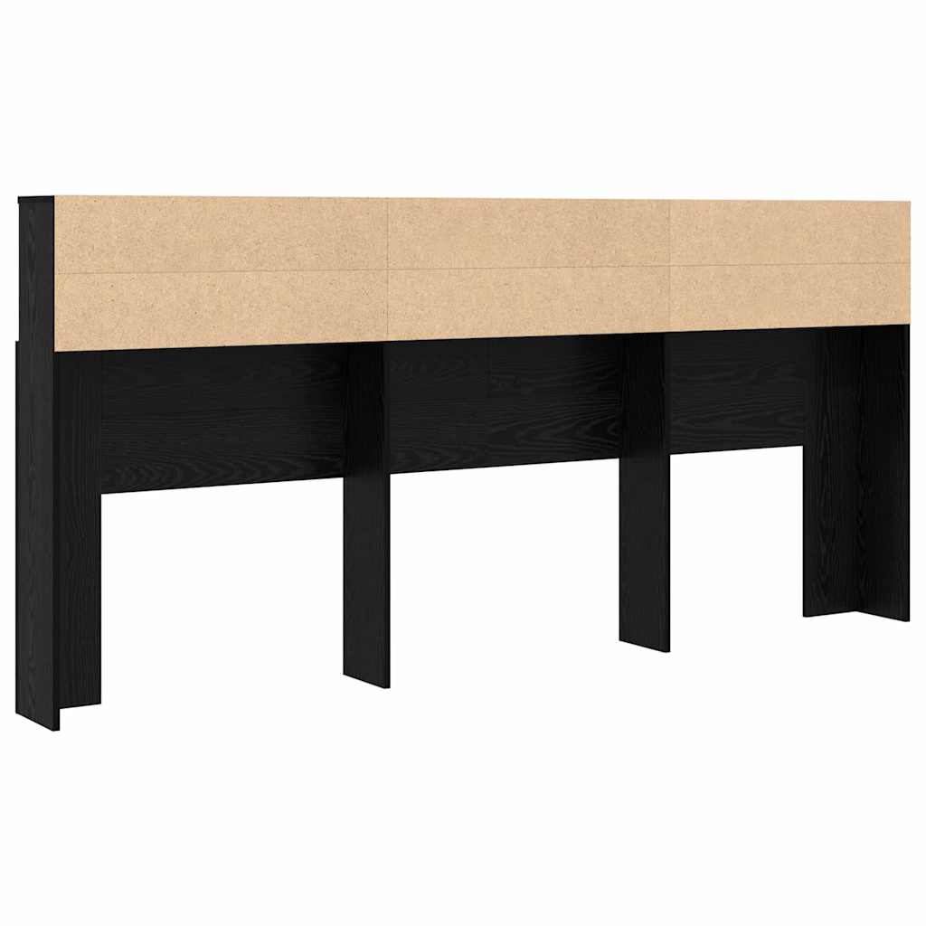 Headboard Cabinet Black Oak 220 x 19 x 101,5 cm Engineered Wood