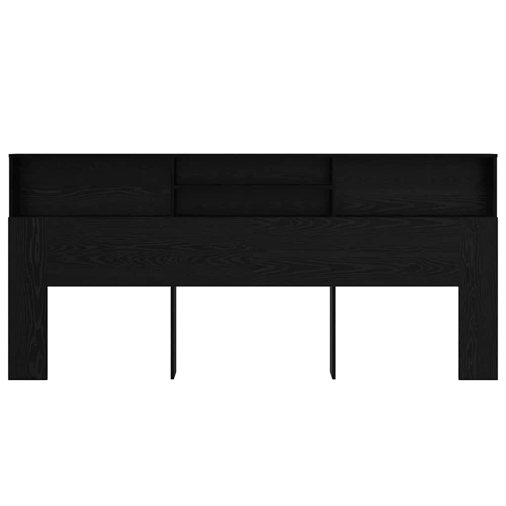 Headboard Cabinet Black Oak 220 x 19 x 101,5 cm Engineered Wood