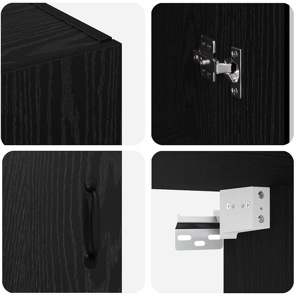 Hanging Wall Cabinet Black 69.5 x 34 x 90 cm Engineered wood