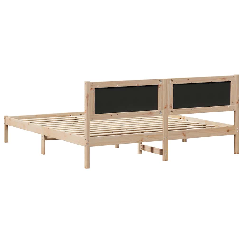 Bed Frame with Headboard Dark Grey 180 x 200 cm Solid Pine Wood