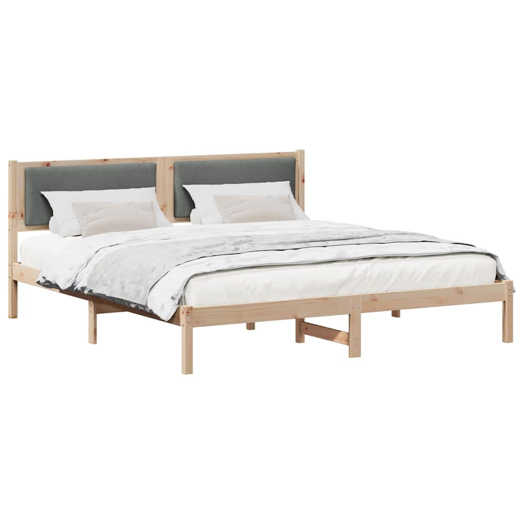 Bed Frame with Headboard Dark Grey 180 x 200 cm Solid Pine Wood