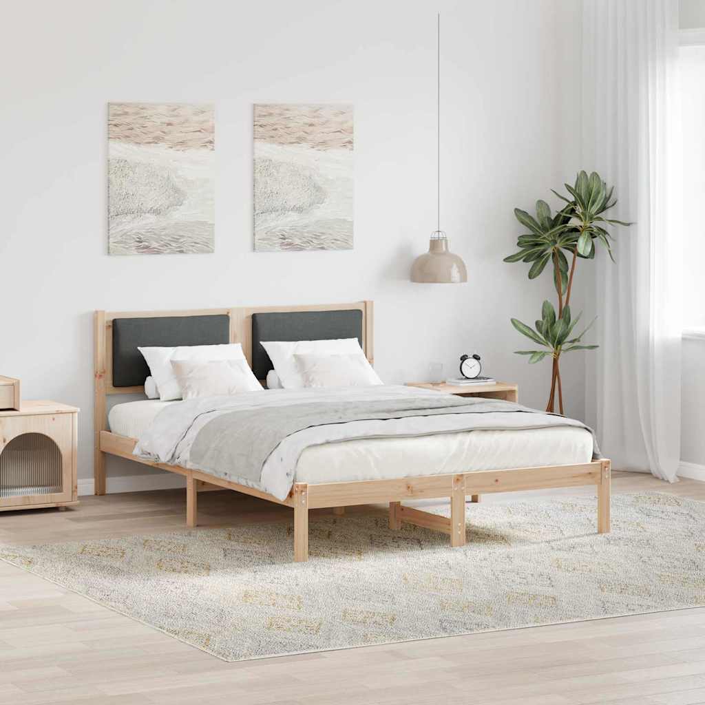 Bed Frame with Headboard Dark Grey 150 x 200 cm Solid Pine Wood