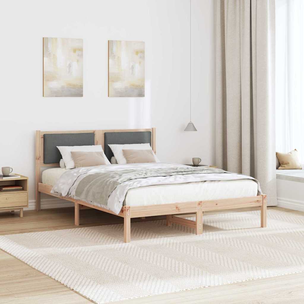 Bed Frame with Headboard Dark Grey 150 x 200 cm Solid Pine Wood
