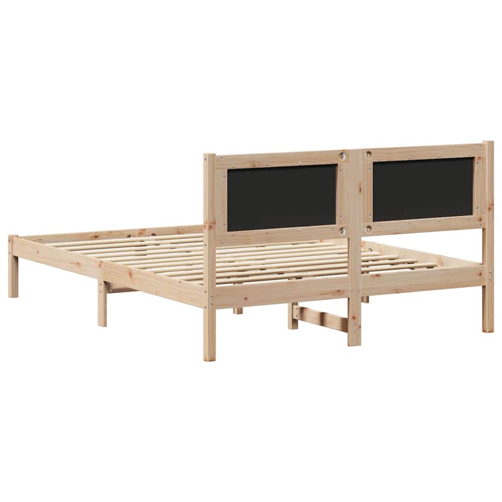 Bed Frame with Headboard Dark Grey 150 x 200 cm Solid Pine Wood