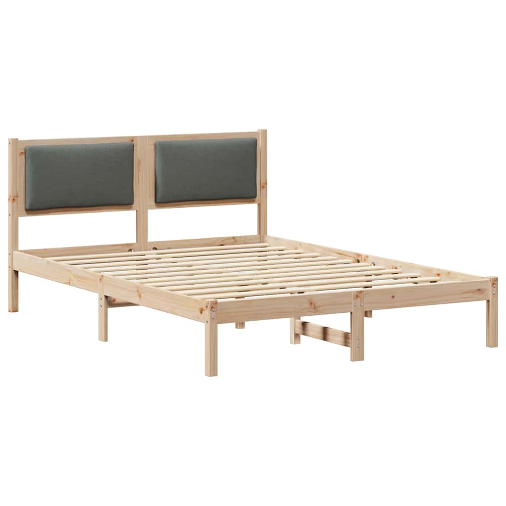 Bed Frame with Headboard Dark Grey 135 x 190 cm Solid Pine Wood