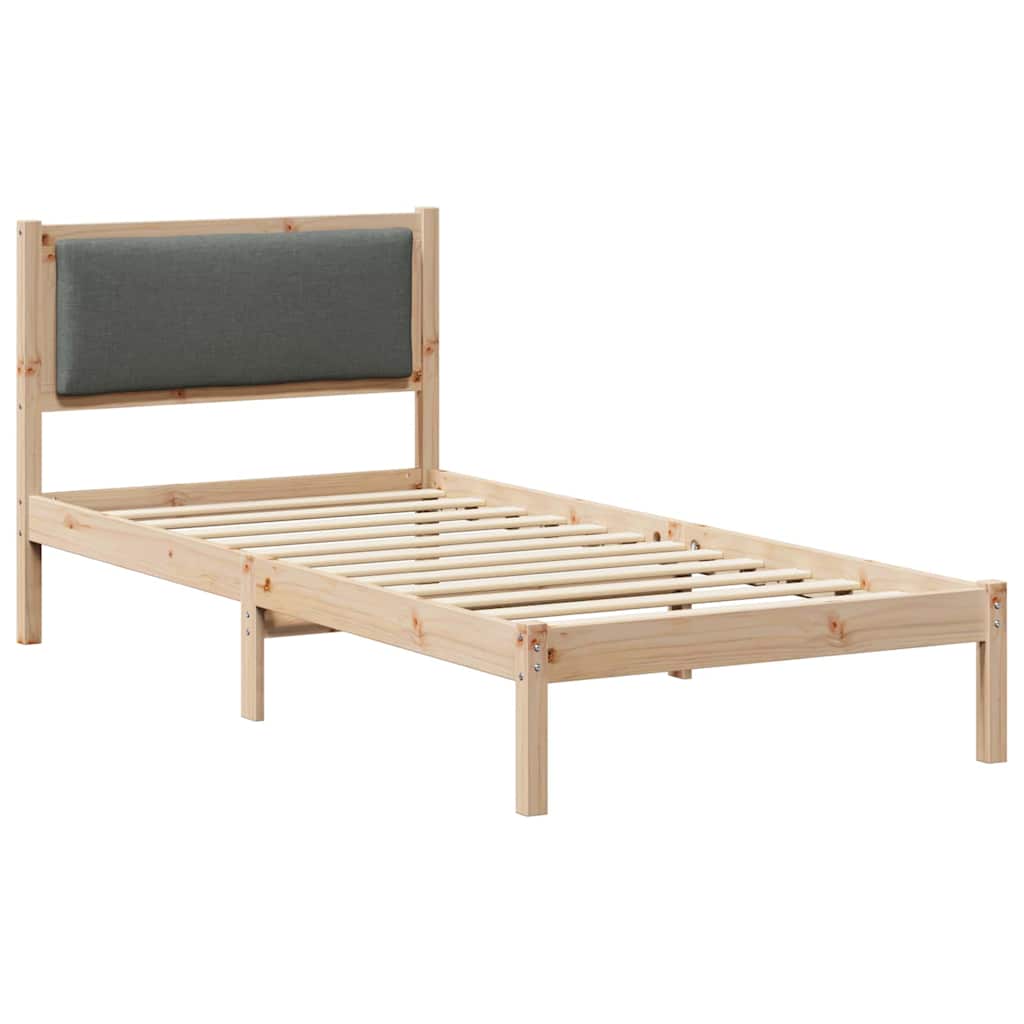 Bed Frame with Headboard Dark Grey 90 x 190 cm Solid Pine Wood