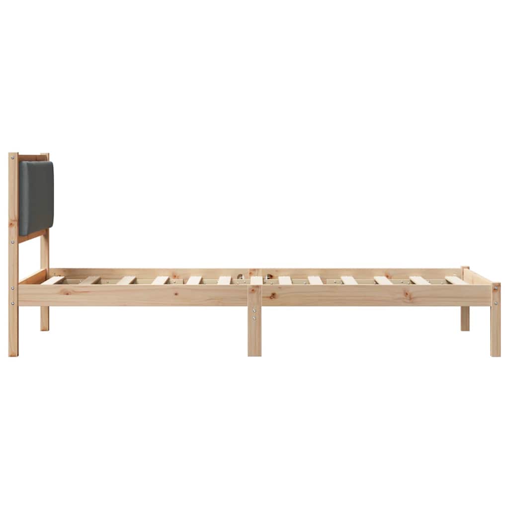 Bed Frame with Headboard Dark Grey 90 x 190 cm Solid Pine Wood