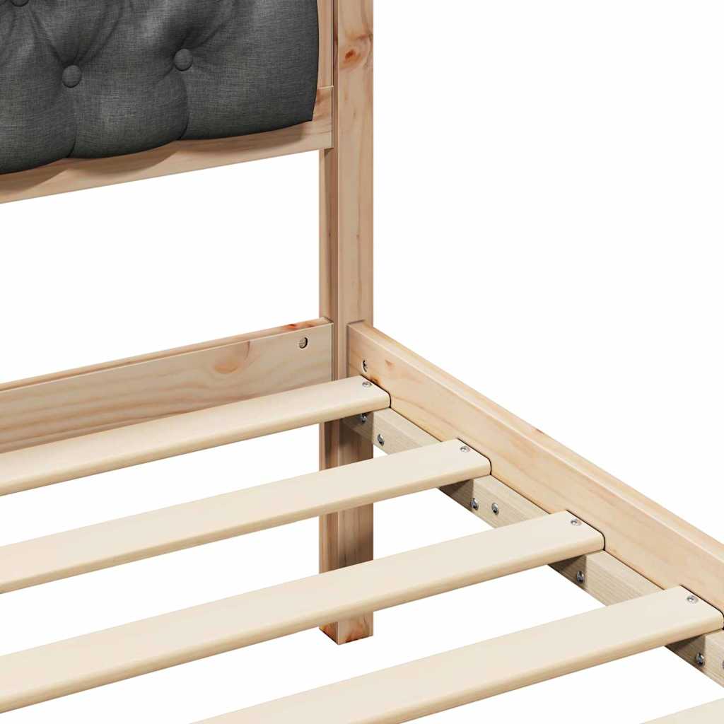 Bed Frame with Headboard Dark Grey 150 x 200 cm Solid Pine Wood