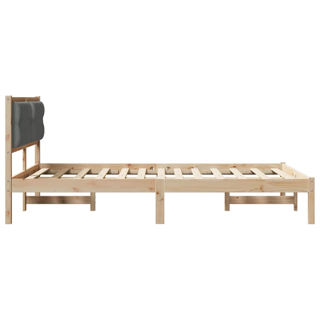 Bed Frame with Headboard Dark Grey 150 x 200 cm Solid Pine Wood