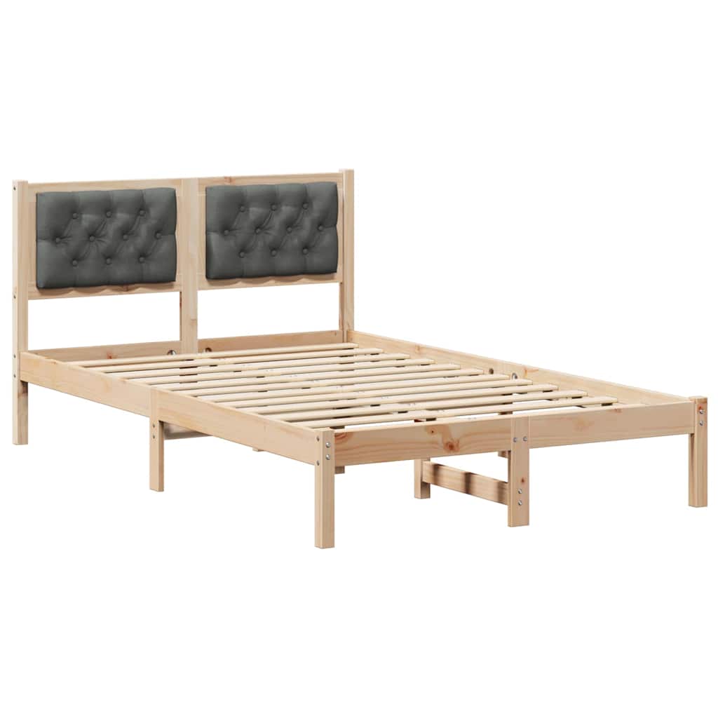 Bed Frame with Headboard Dark Grey 135 x 190 cm Solid Pine Wood