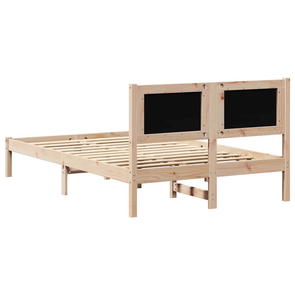 Bed Frame with Headboard Dark Grey 135 x 190 cm Solid Pine Wood