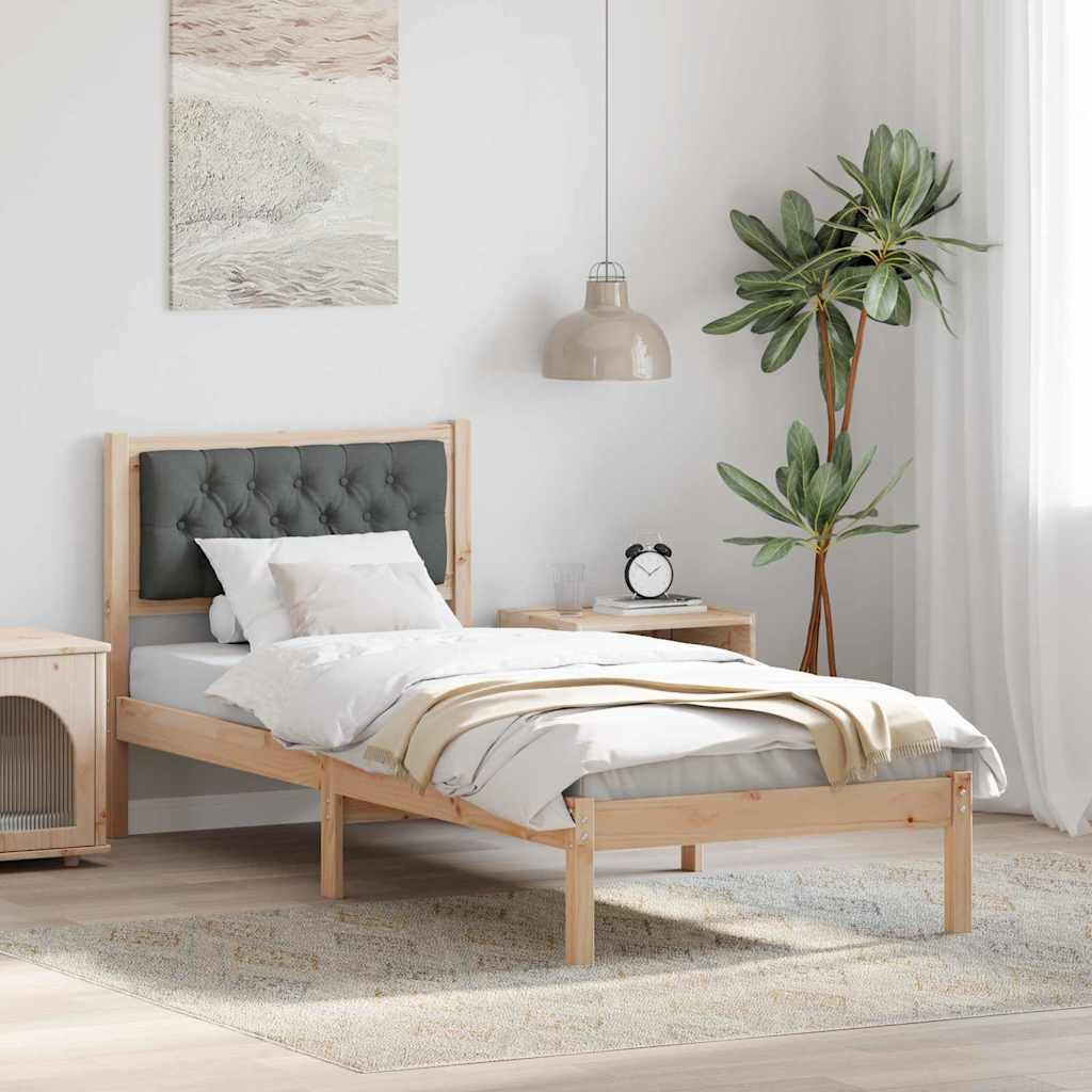Bed Frame with Headboard Dark Grey 90 x 190 cm Solid Pine Wood