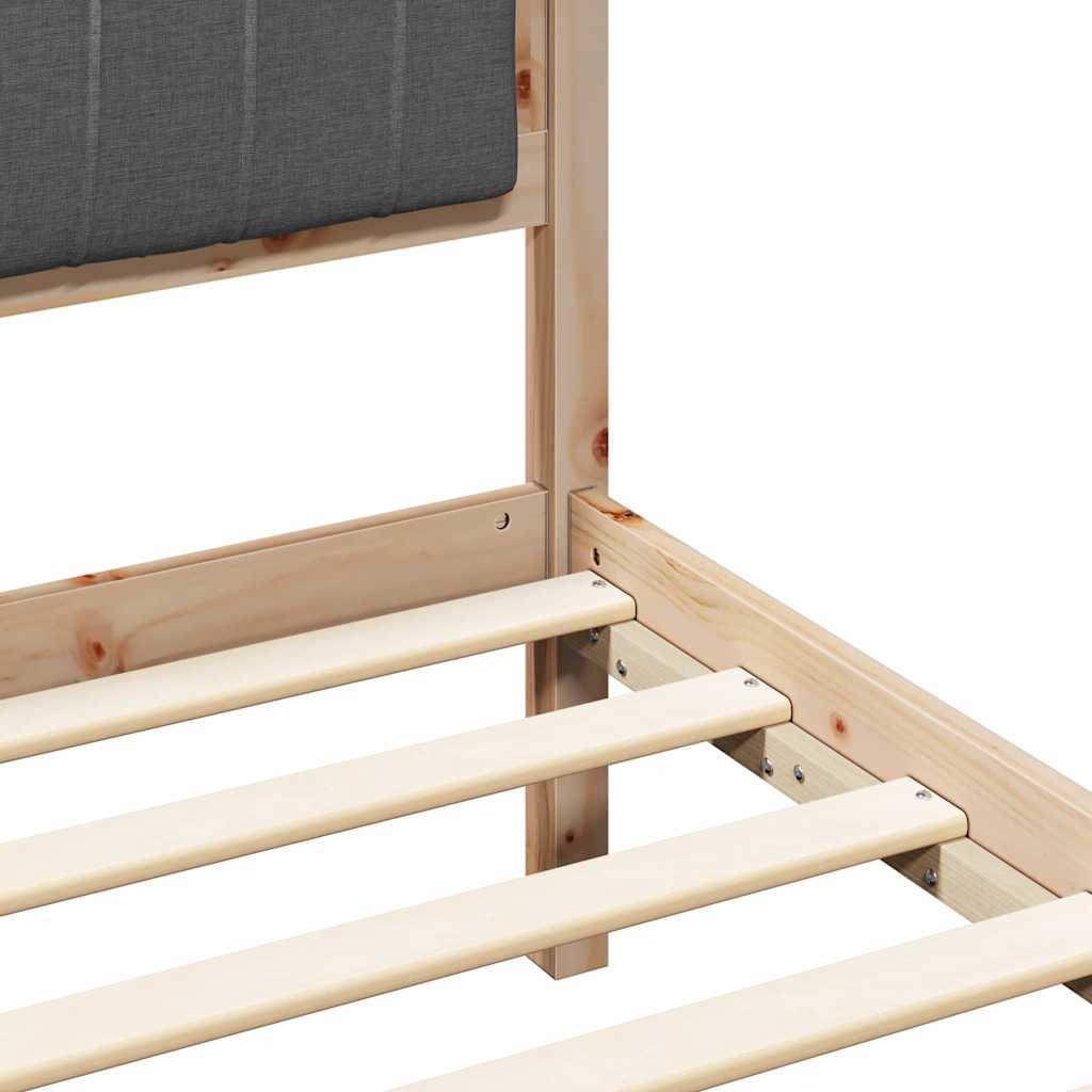 Bed Frame with Upholstered Headboard Dark Grey 90 x 190 cm