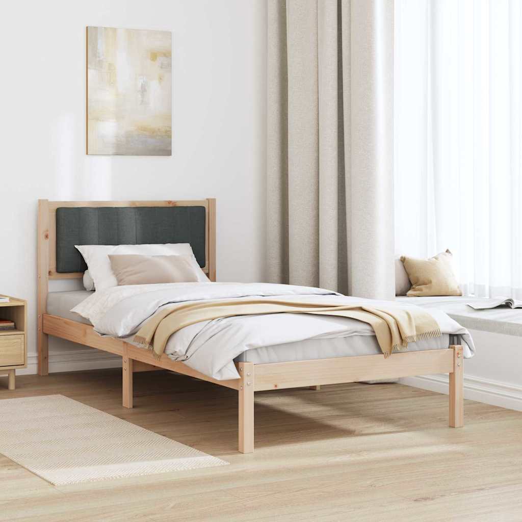 Bed Frame with Upholstered Headboard Dark Grey 90 x 190 cm