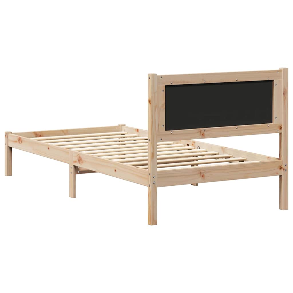 Bed Frame with Upholstered Headboard Dark Grey 90 x 190 cm