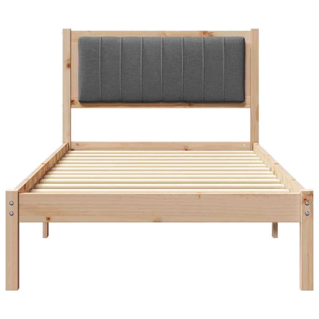 Bed Frame with Upholstered Headboard Dark Grey 90 x 190 cm
