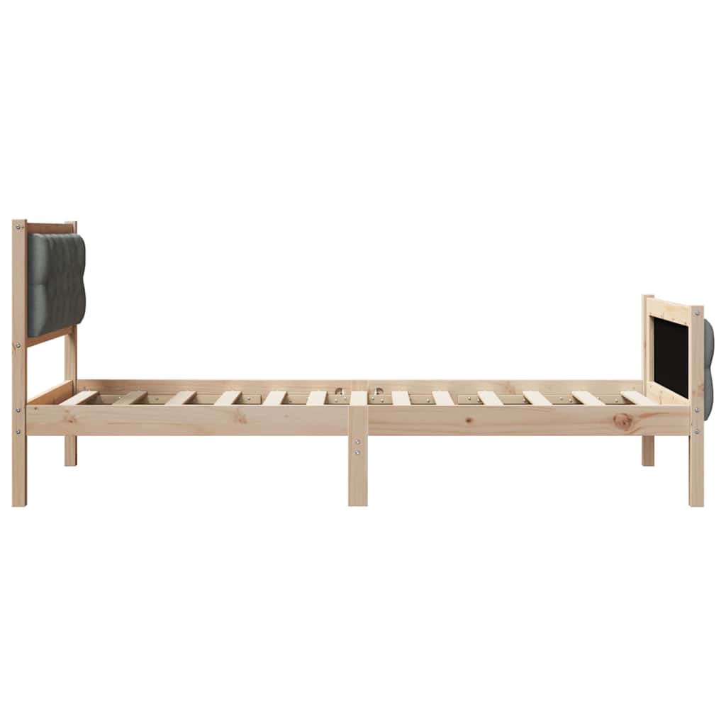 Bed Frame with Headboard Dark Grey 90 x 190 cm Solid Pine Wood