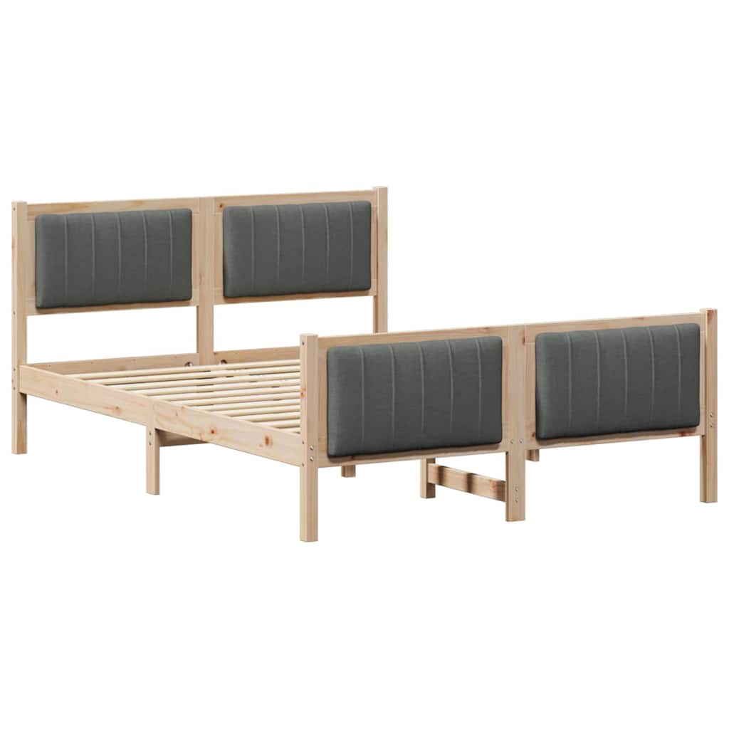 Bed frame Brown and dark grey 135 x 190 cm Solid pine wood