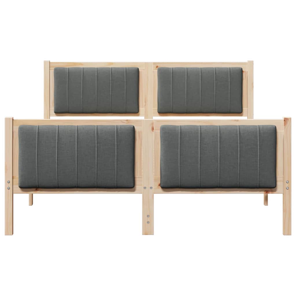 Bed frame Brown and dark grey 135 x 190 cm Solid pine wood