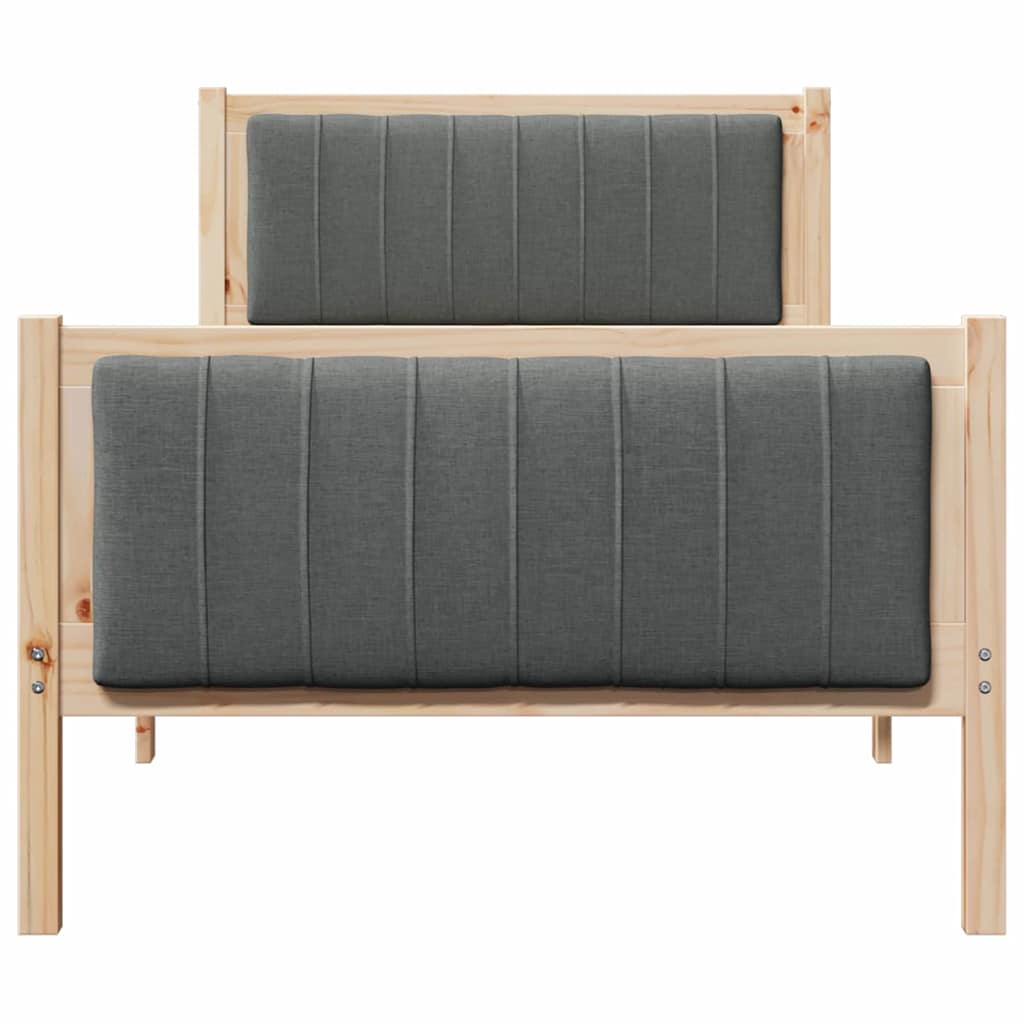 Bed frame Brown and dark grey 90 x 190 cm Solid pine wood