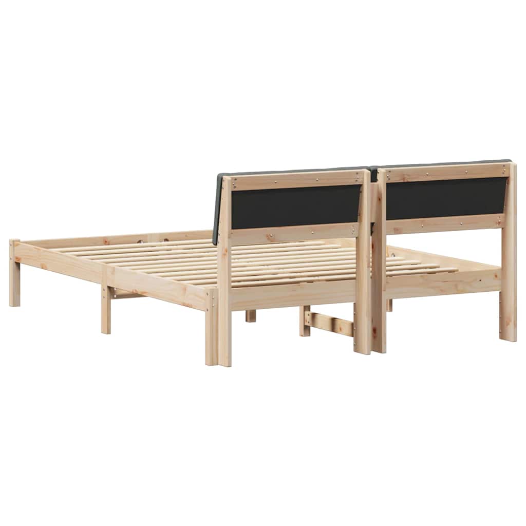 Bed frame Brown and dark grey 150 x 200 cm Solid pine wood