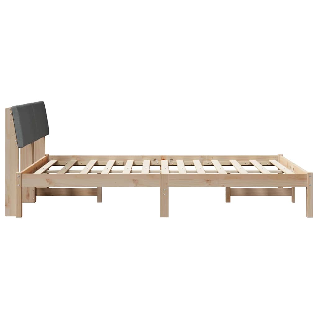 Bed frame Brown and dark grey 135 x 190 cm Solid pine wood