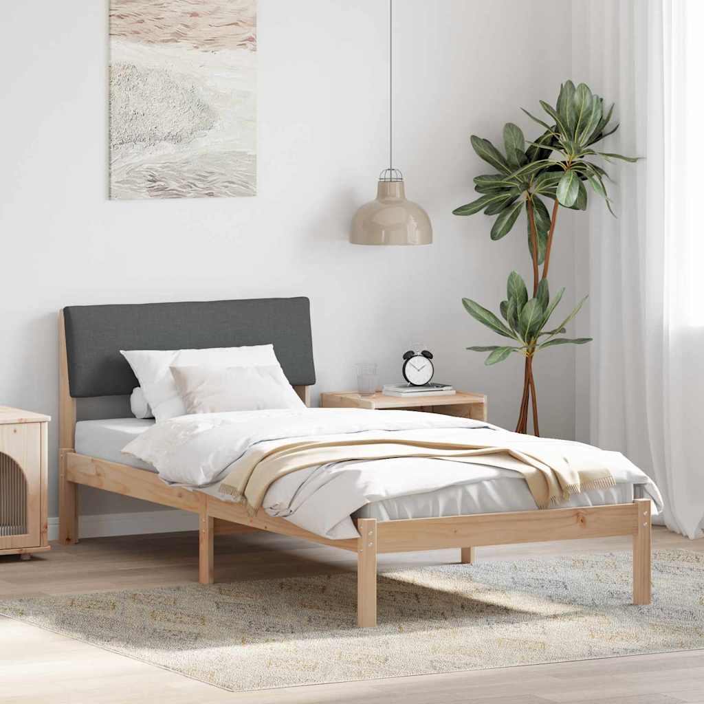 Bed frame Brown and dark grey 90 x 190 cm Solid pine wood