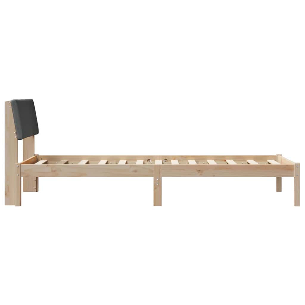 Bed frame Brown and dark grey 90 x 190 cm Solid pine wood