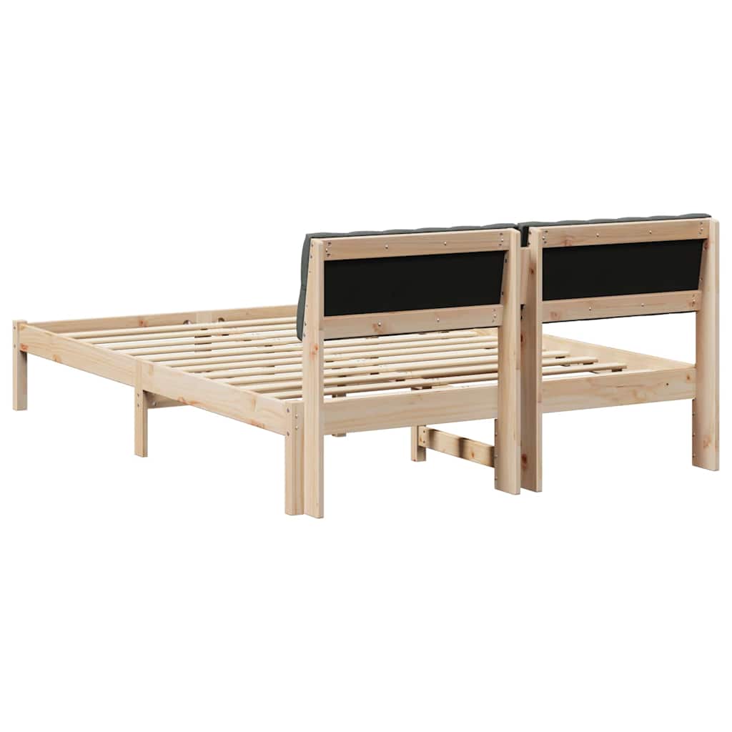 Bed frame Brown and dark grey 150 x 200 cm Solid pine wood