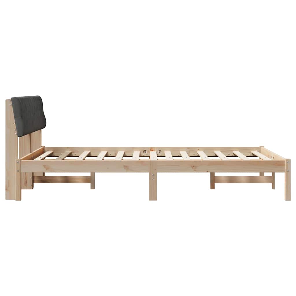 Bed frame Brown and dark grey 150 x 200 cm Solid pine wood