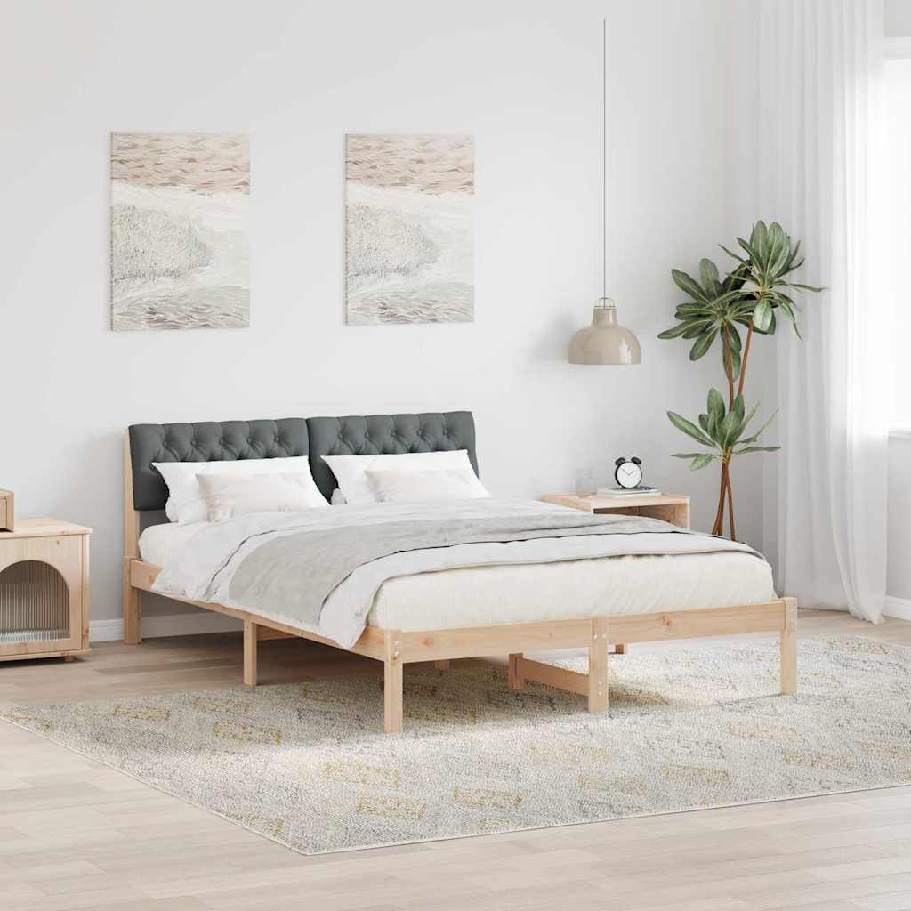 Bed frame Brown and dark grey 135 x 190 cm Solid pine wood
