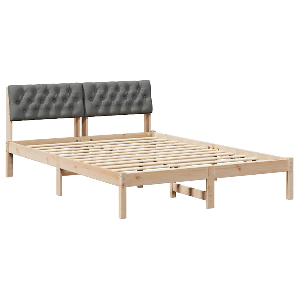 Bed frame Brown and dark grey 135 x 190 cm Solid pine wood