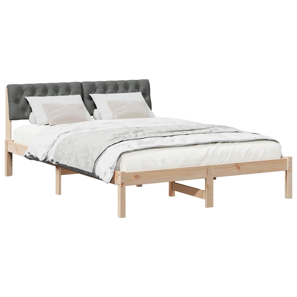 Bed frame Brown and dark grey 135 x 190 cm Solid pine wood