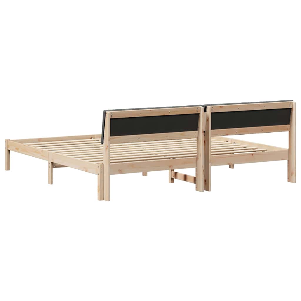 Bed frame Brown and dark grey 150 x 200 cm Solid pine wood