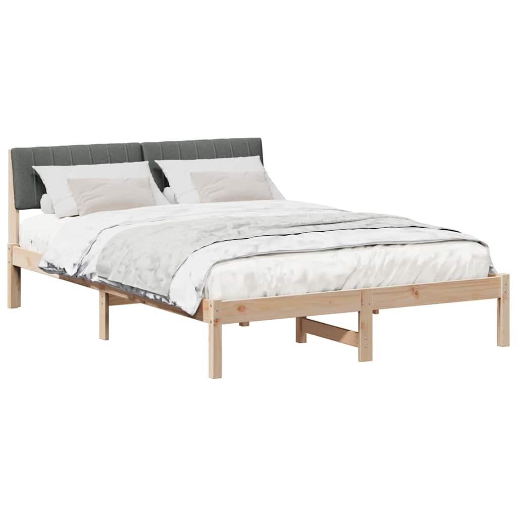 Bed frame Brown and dark grey 135 x 190 cm Solid pine wood