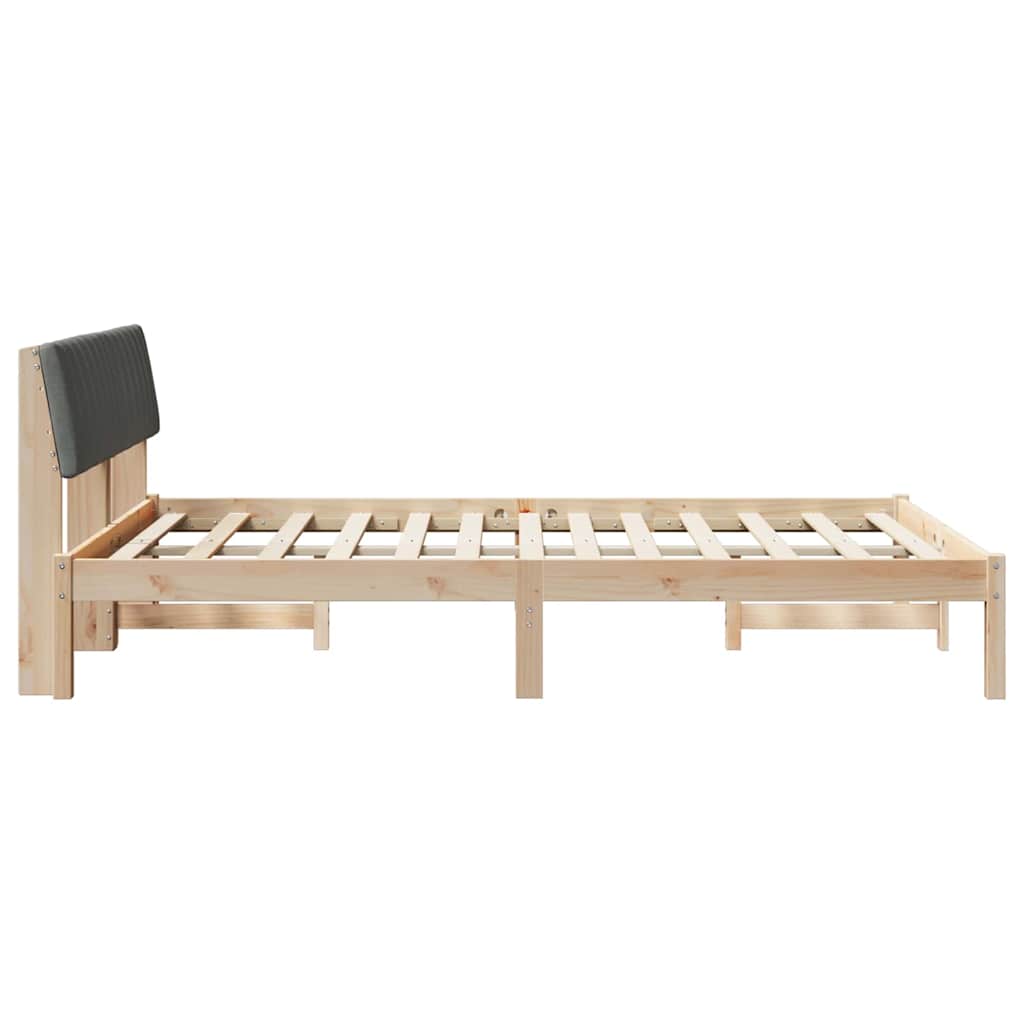 Bed frame Brown and dark grey 135 x 190 cm Solid pine wood