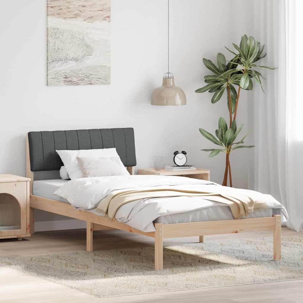 Bed frame Brown and dark grey 90 x 190 cm Solid pine wood