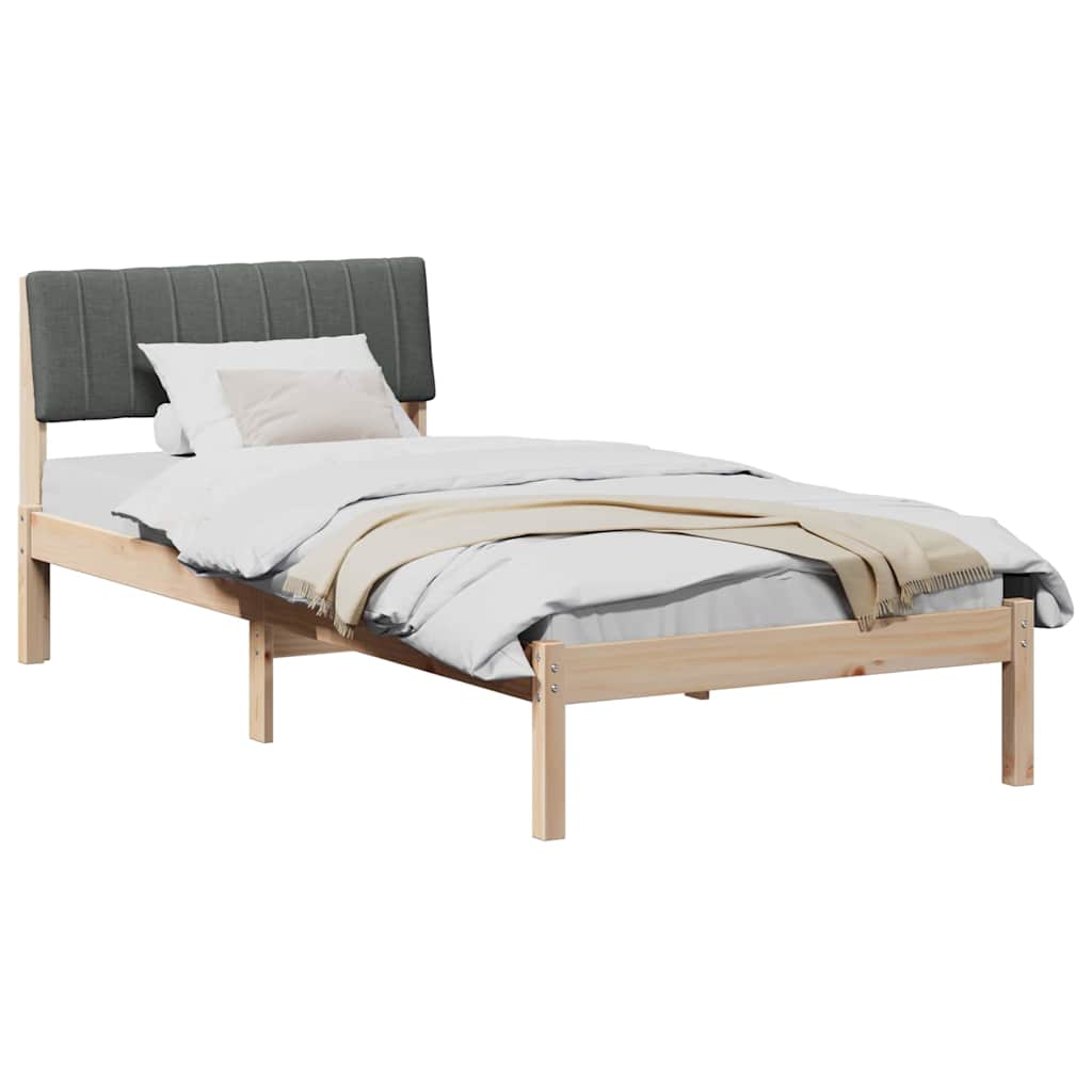 Bed frame Brown and dark grey 90 x 190 cm Solid pine wood
