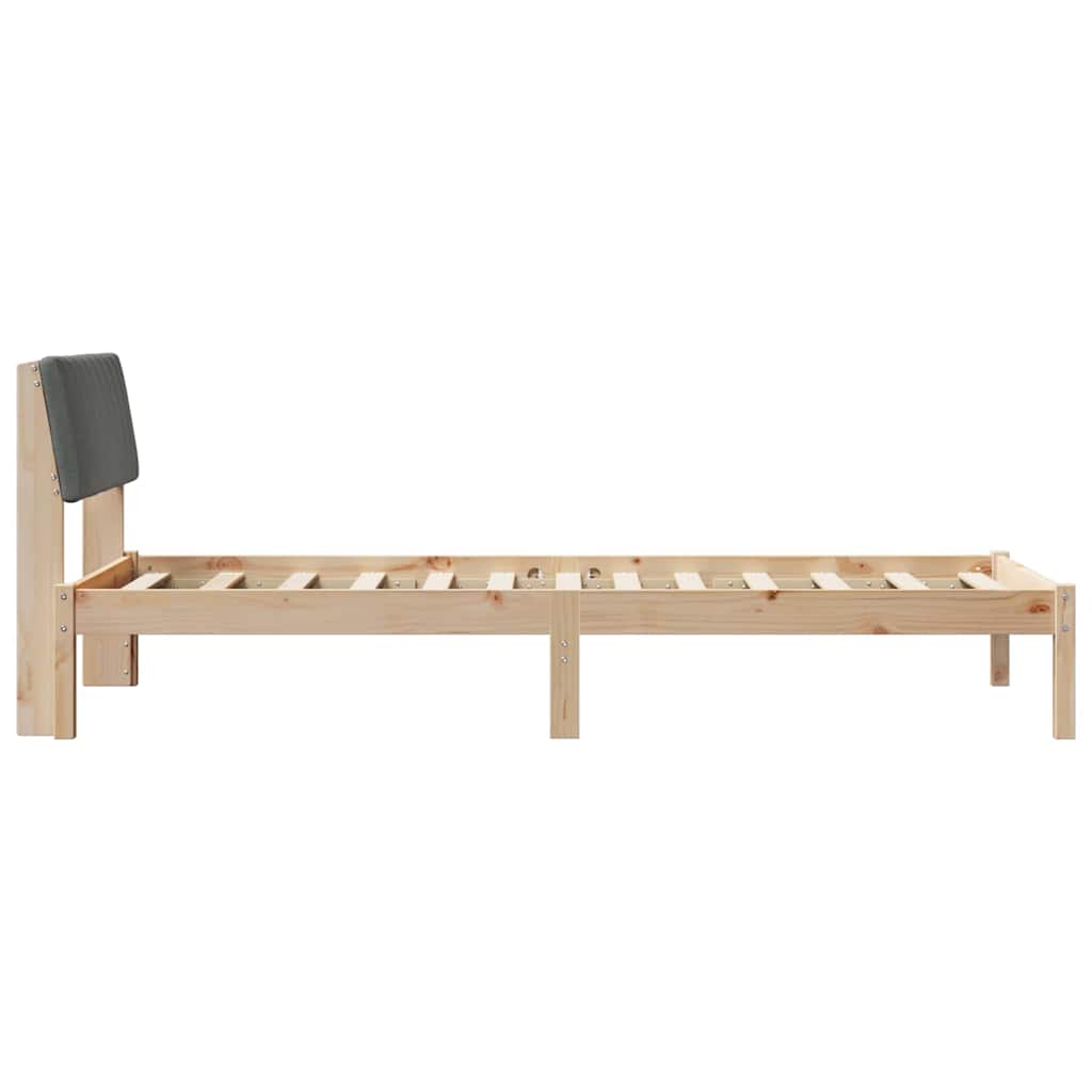 Bed frame Brown and dark grey 90 x 190 cm Solid pine wood