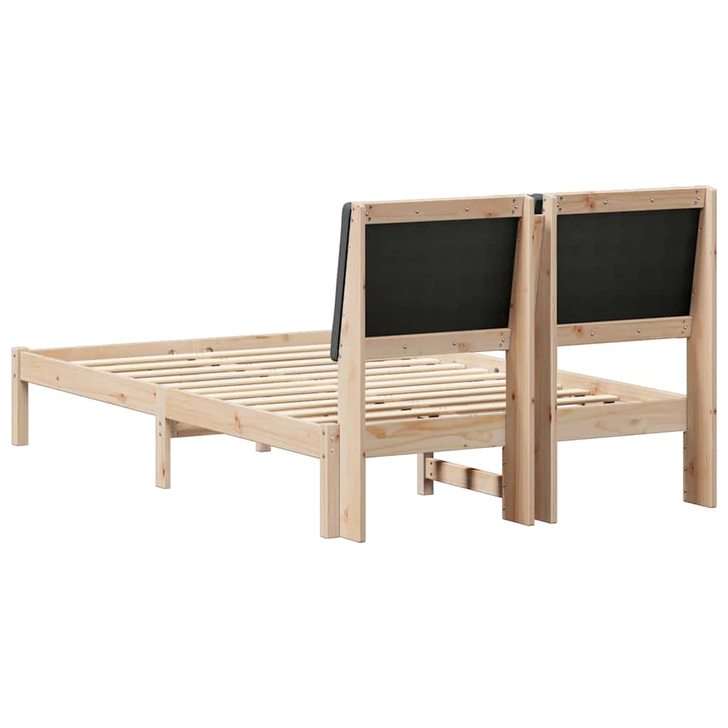 Bed frame Brown and dark grey 135 x 190 cm Solid pine wood
