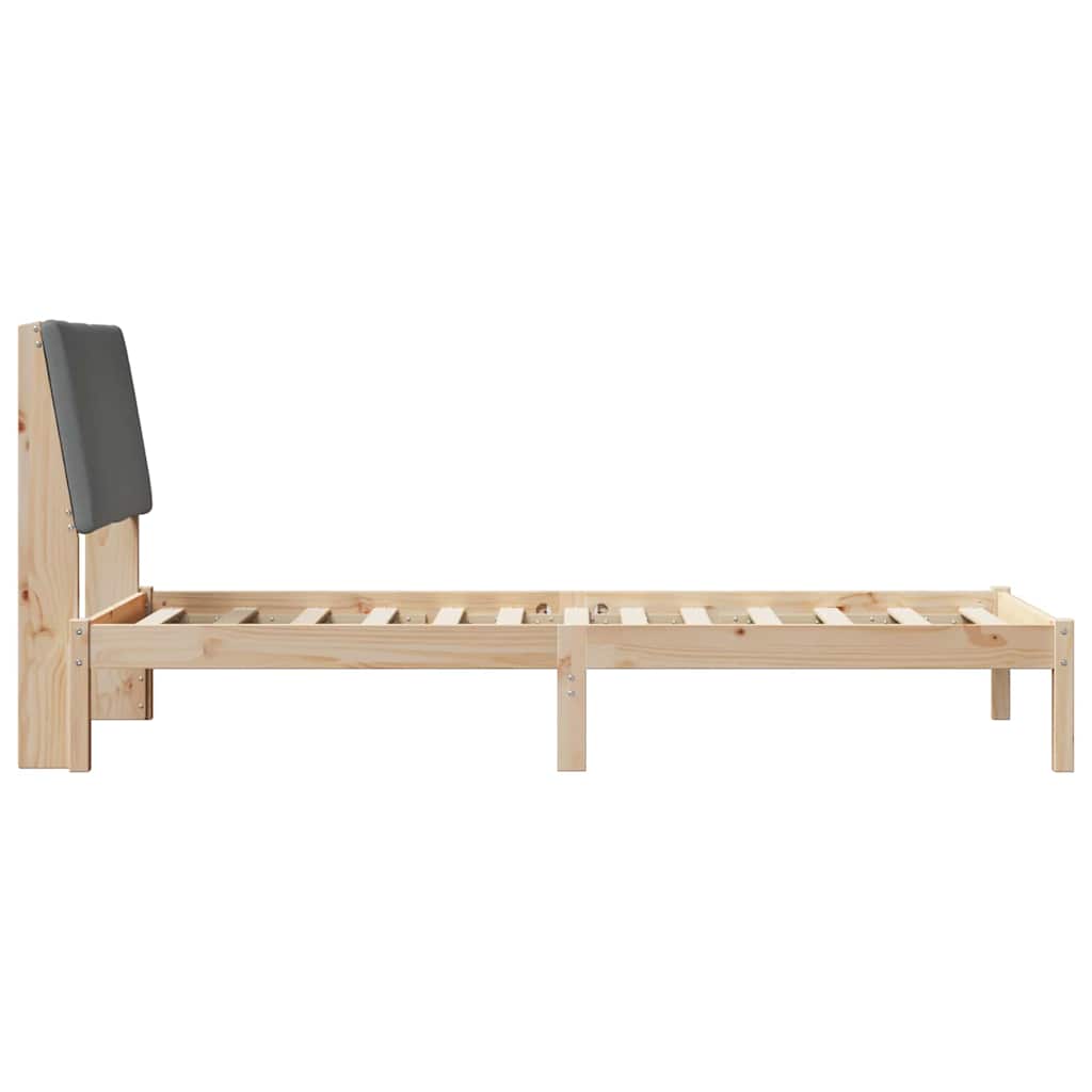 Bed frame Brown and dark grey 90 x 190 cm Solid pine wood