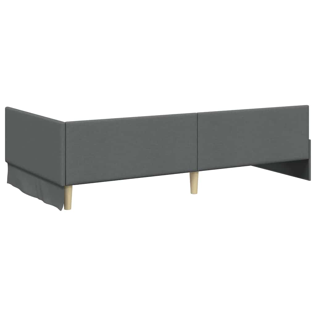 Corner Bed Frame with Headboard Dark Grey 90 cm x 190 cm Fabric