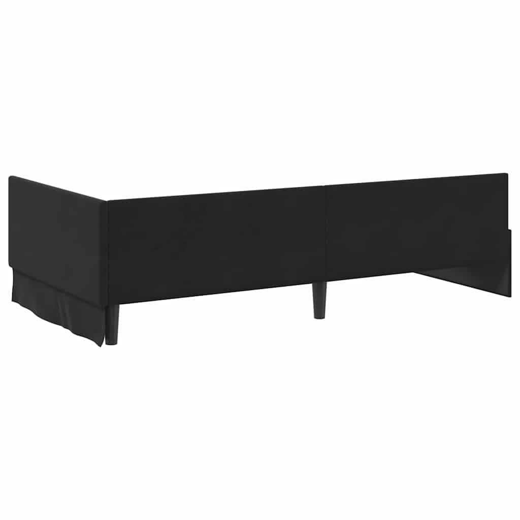 Corner Bed Frame with Headboard Black 90 cm x 190 cm Fabric