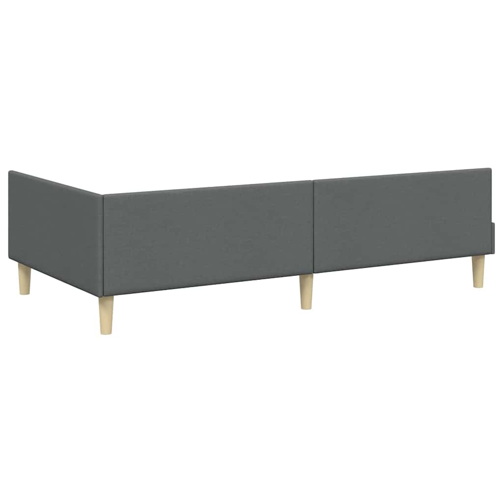 Corner Bed Frame with Headboard Dark Grey 90 x 190 cm Fabric