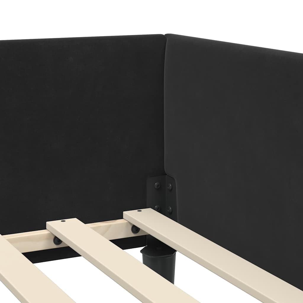 Corner Bed Frame with Headboard Black 90 cm x 190 cm Fabric