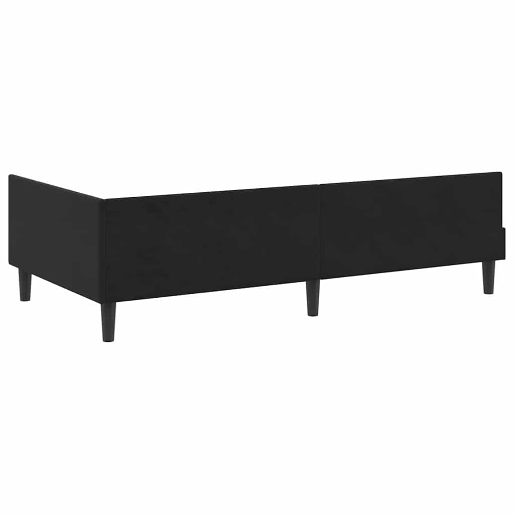 Corner Bed Frame with Headboard Black 90 cm x 190 cm Fabric