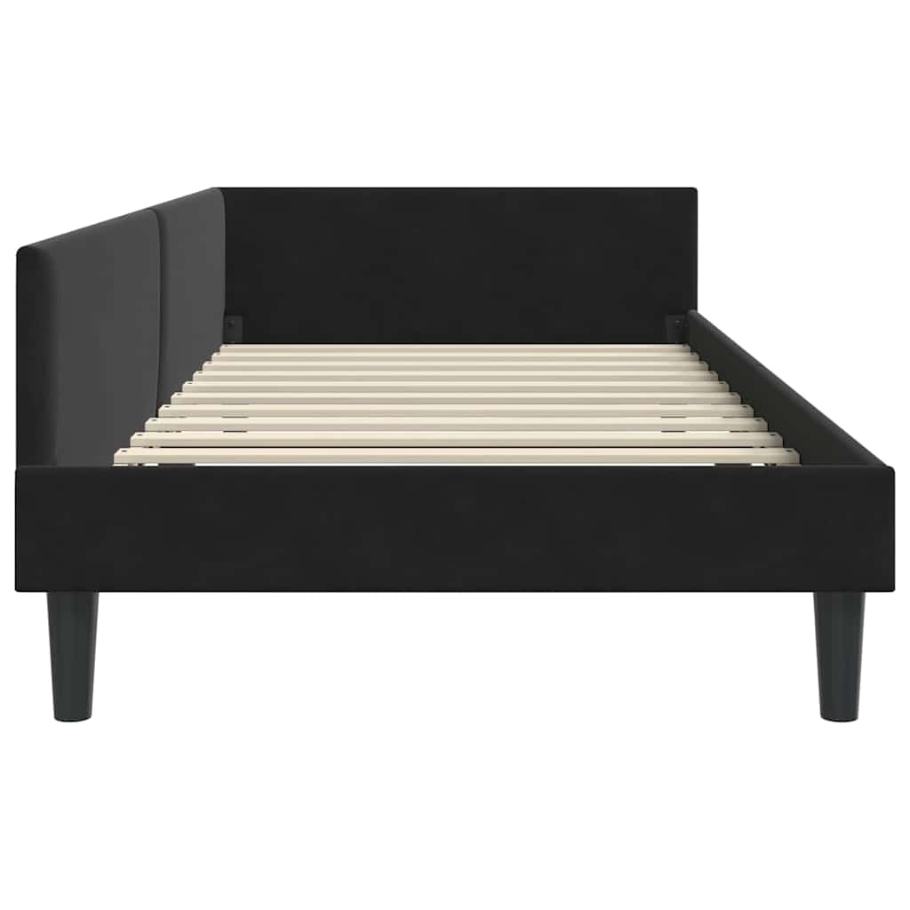 Corner Bed Frame with Headboard Black 90 cm x 190 cm Fabric