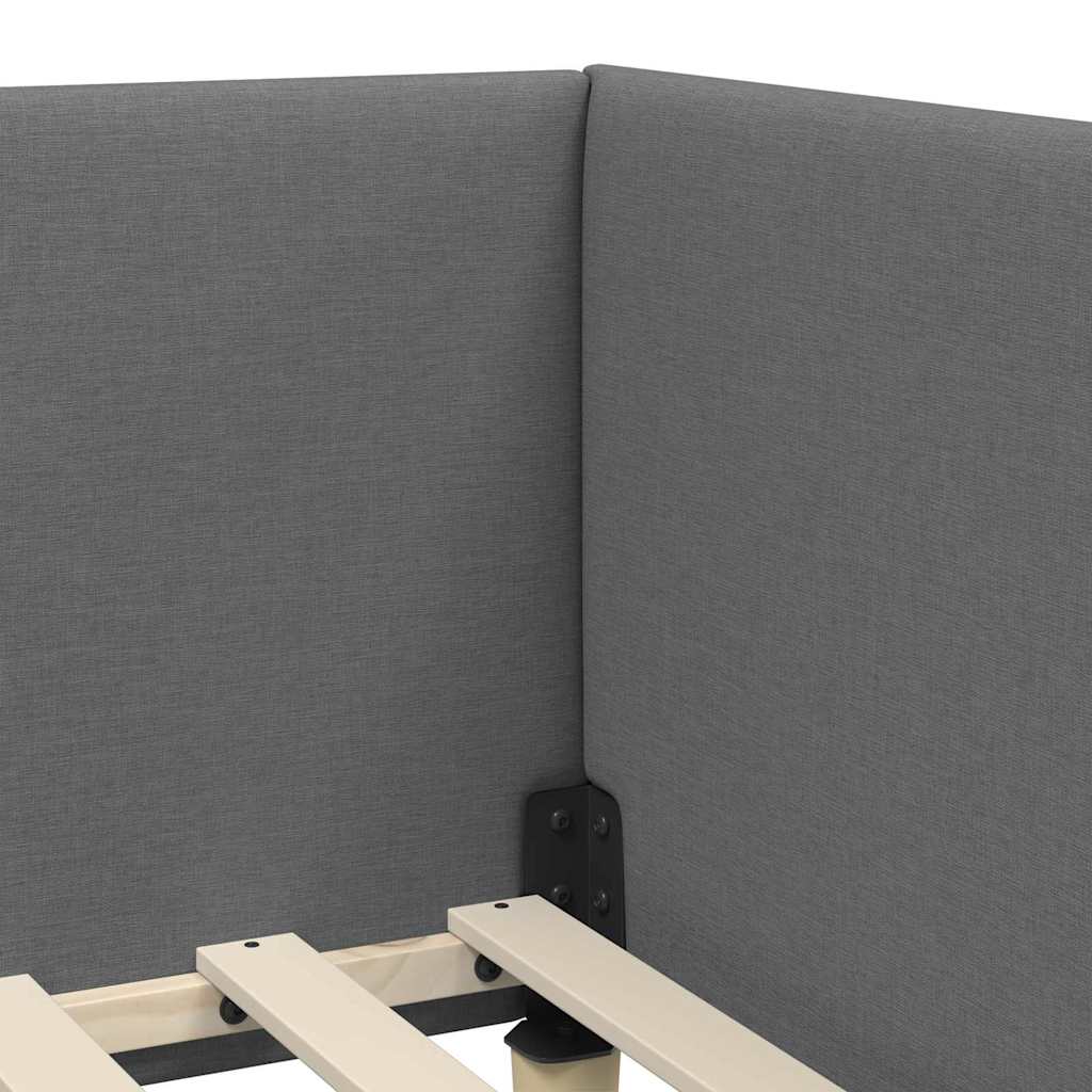 Corner Bed Frame with Headboard Dark Grey 90 cm x 190 cm Fabric